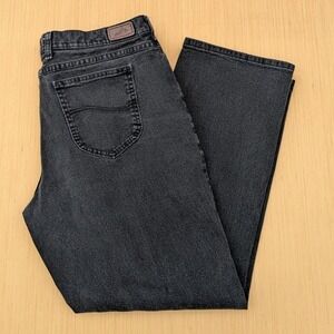 Vintage Lee Relaxed‎ Straight Leg Faded Black Denim Mom Jeans Women's 16